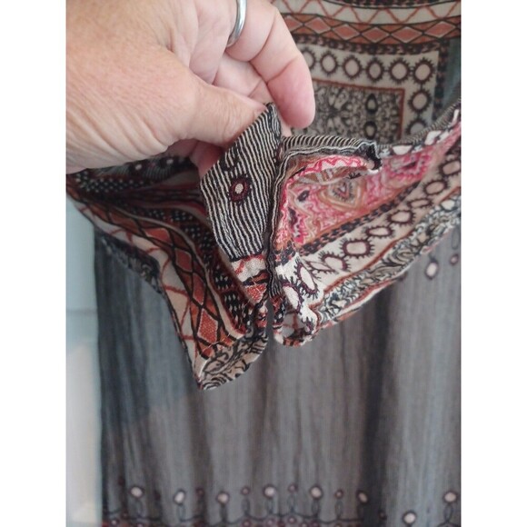 Zara black paisley slim mididress M long sl. boho hippie whimsigoth ethnic flaw - Picture 5 of 16